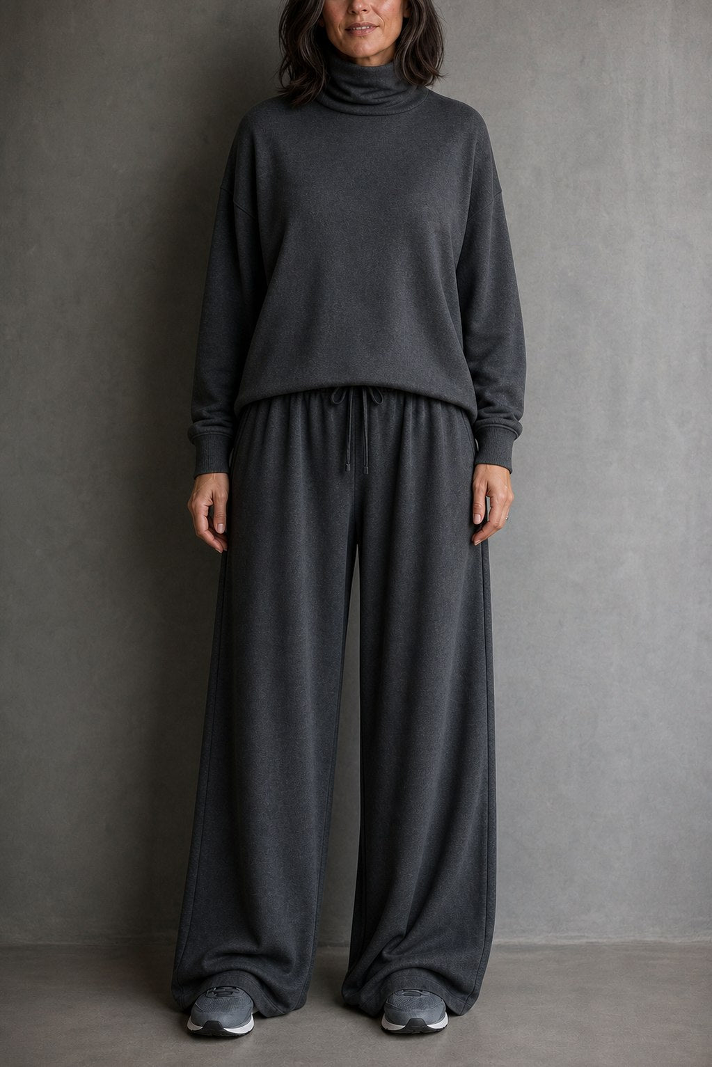 Fleece Turtleneck Wide Leg Set