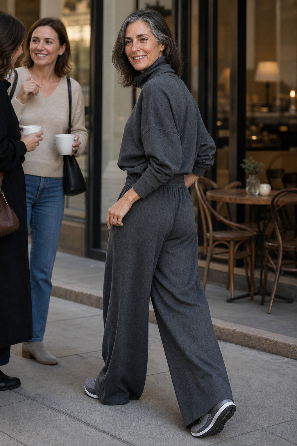 Fleece Turtleneck Wide Leg Set
