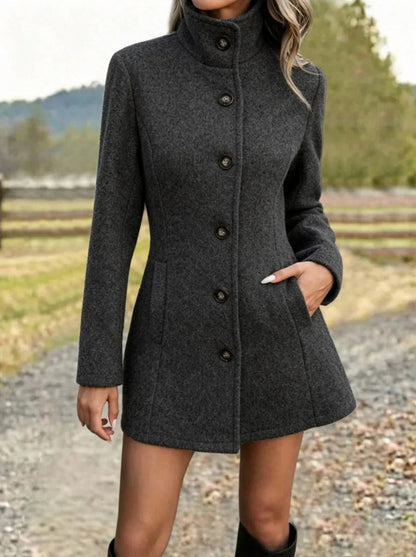 Funnel Neck A-Line Coat