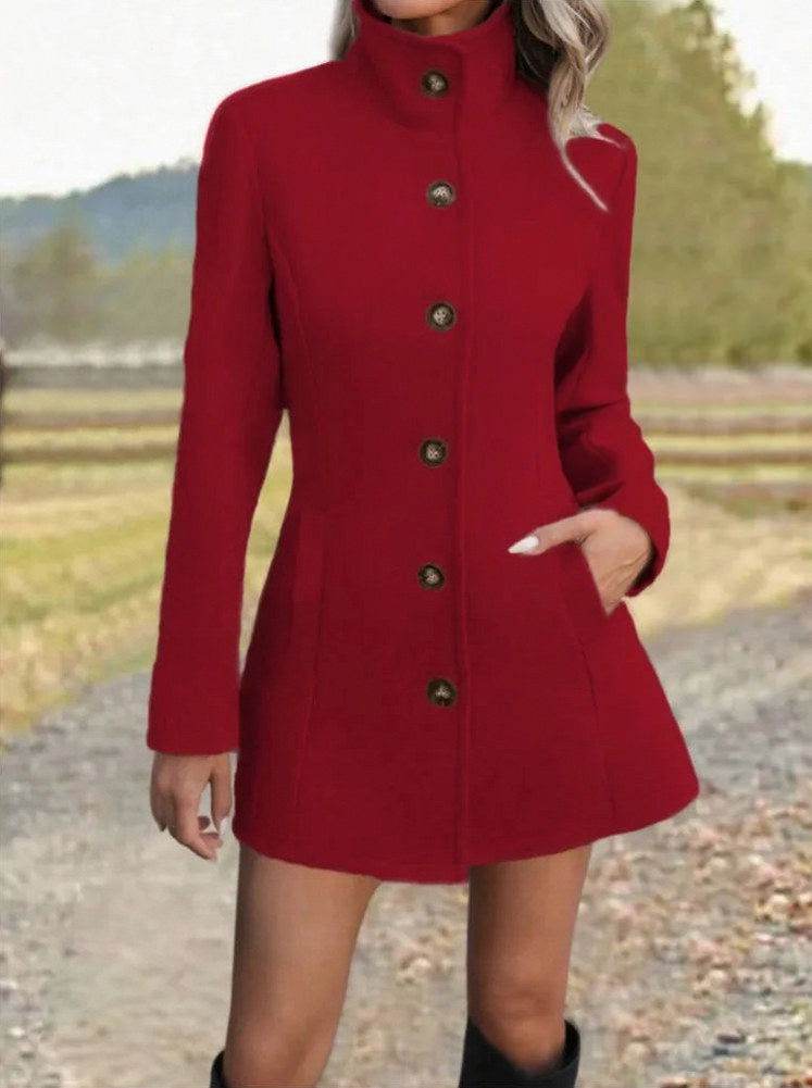 Funnel Neck A-Line Coat