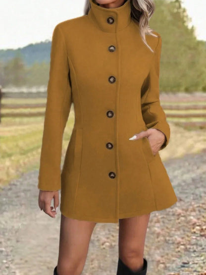Funnel Neck A-Line Coat