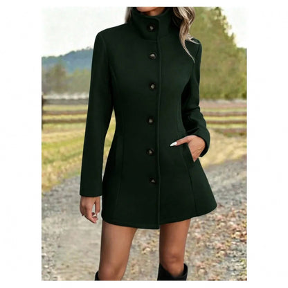 Funnel Neck A-Line Coat