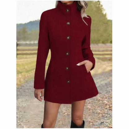 Funnel Neck A-Line Coat