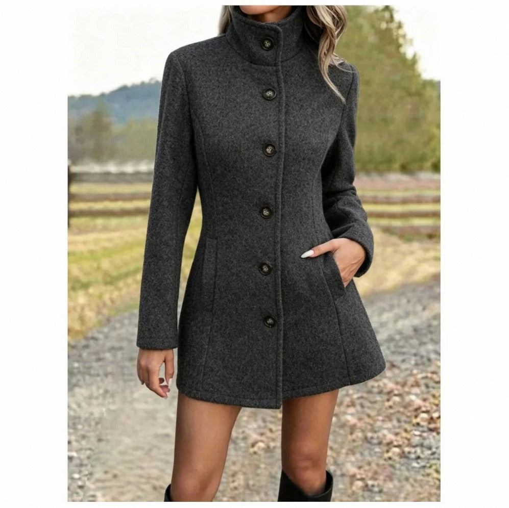 Funnel Neck A-Line Coat