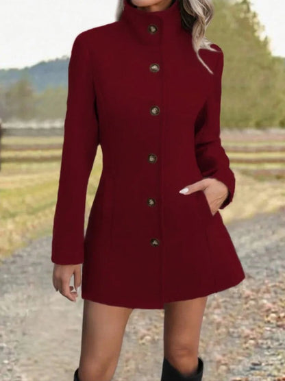 Funnel Neck A-Line Coat