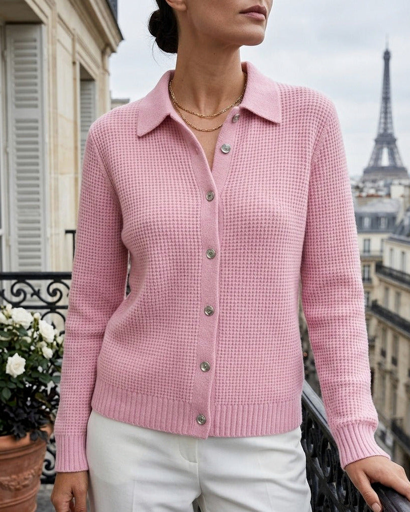 Knit Collared Long Sleeve Cardigan