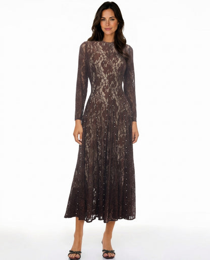 Lace Long Sleeve Midi Dress