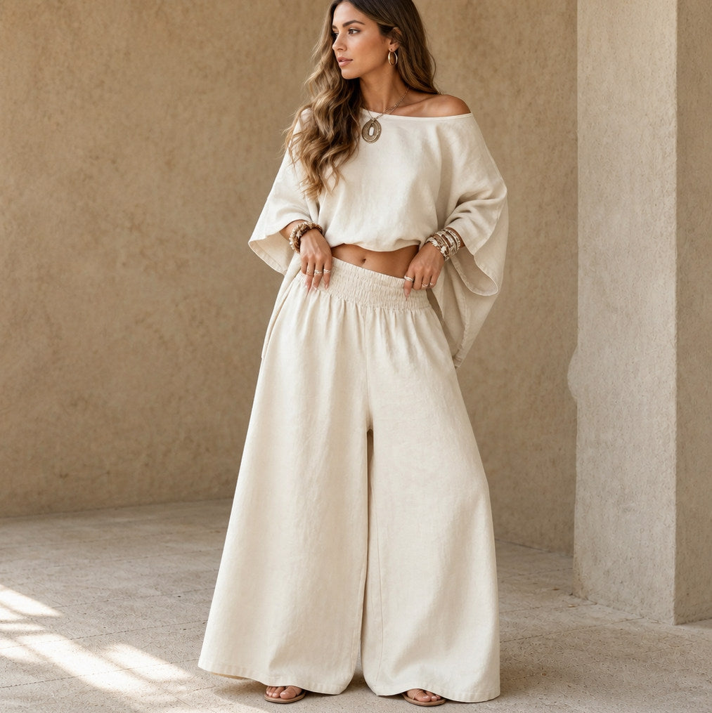 Linen Asymmetric Wide Leg Set