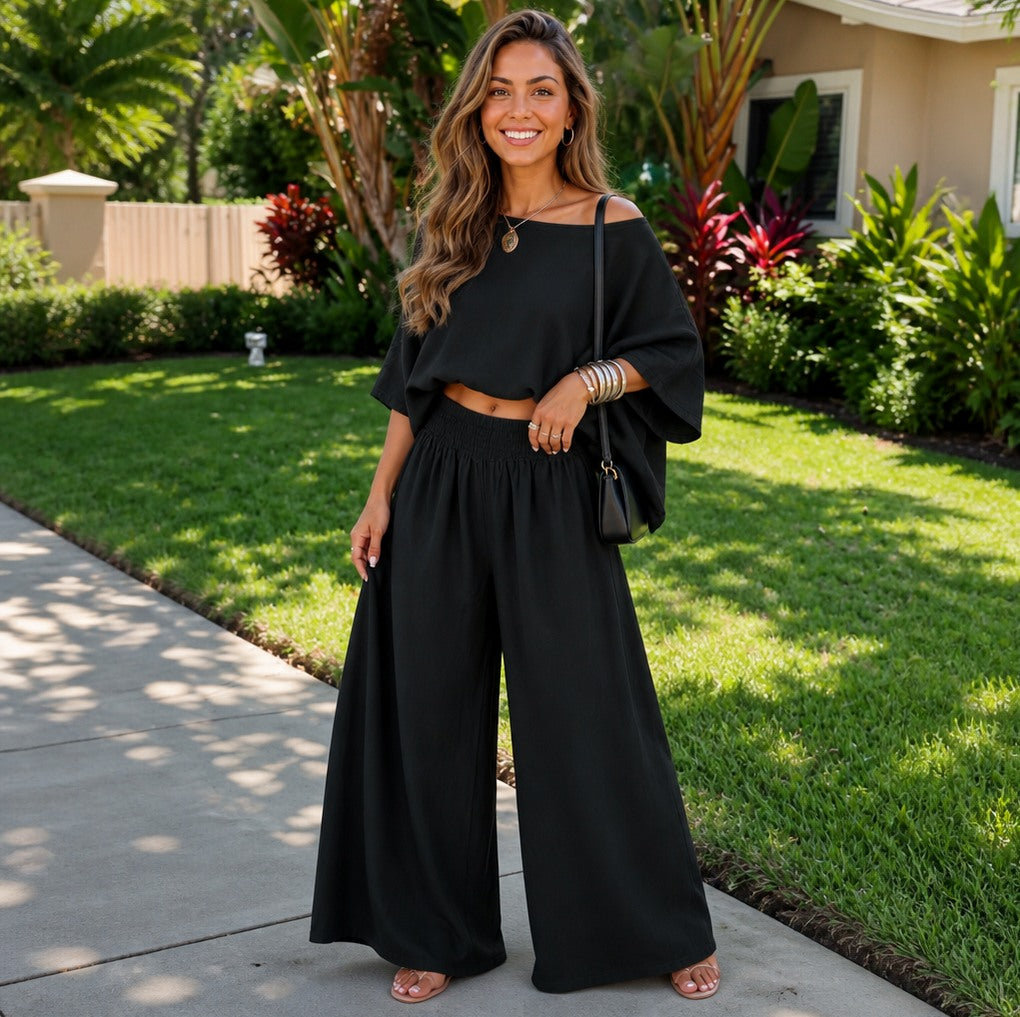 Linen Asymmetric Wide Leg Set