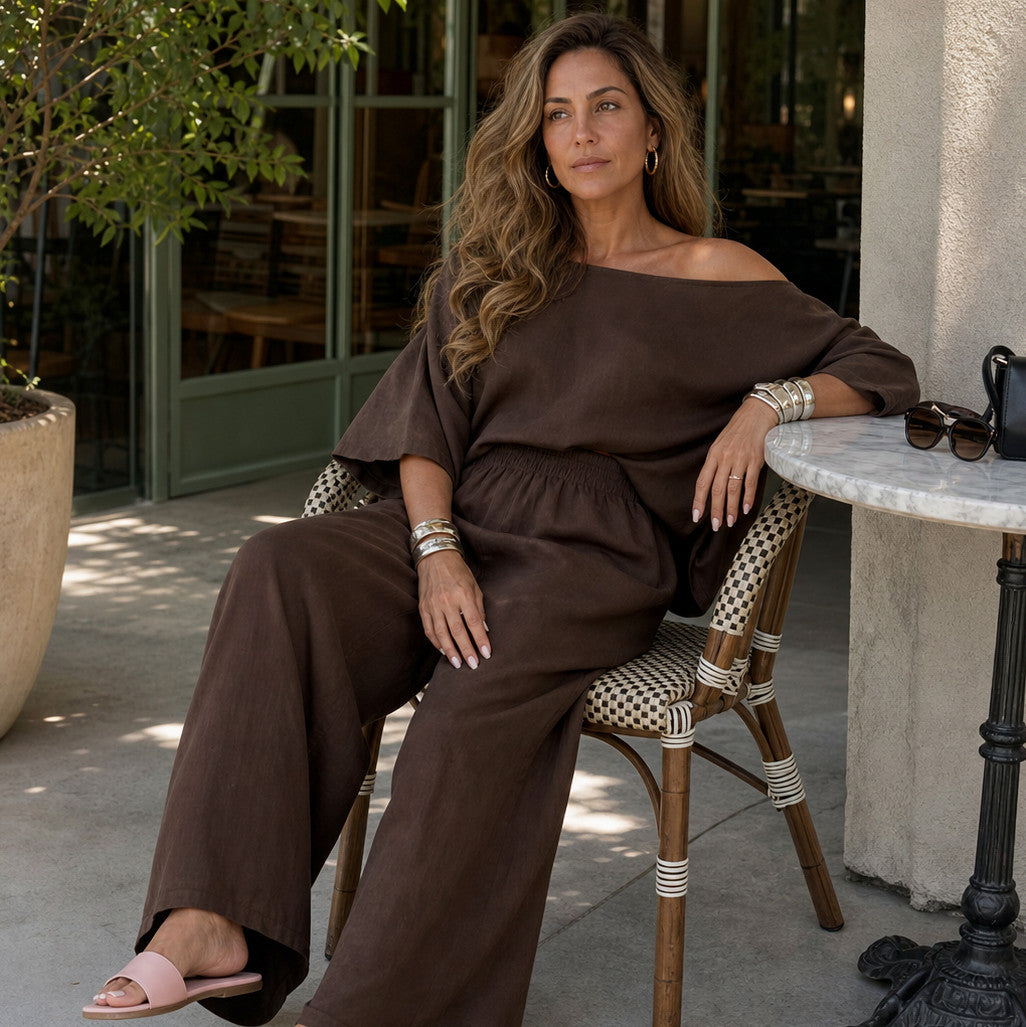 Linen Asymmetric Wide Leg Set