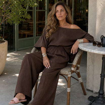 Linen Asymmetric Wide Leg Set