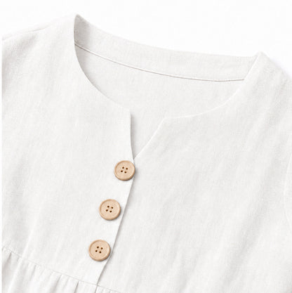 Linen Ruffle Sleeve Button Maxi Dress