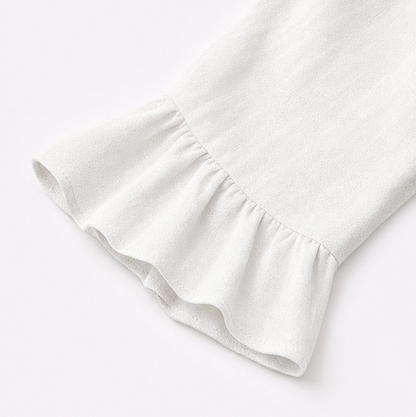Linen Ruffle Sleeve Button Maxi Dress