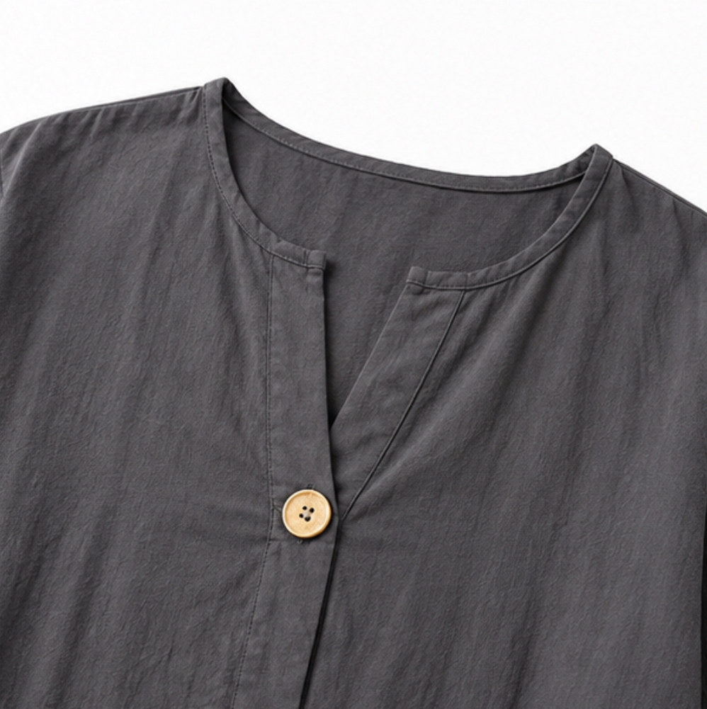 Linen Split Neck Pants Set
