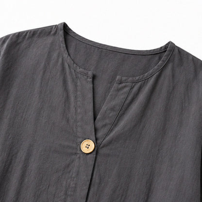 Linen Split Neck Pants Set