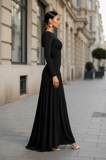 Long Sleeve Ruched Maxi Dress