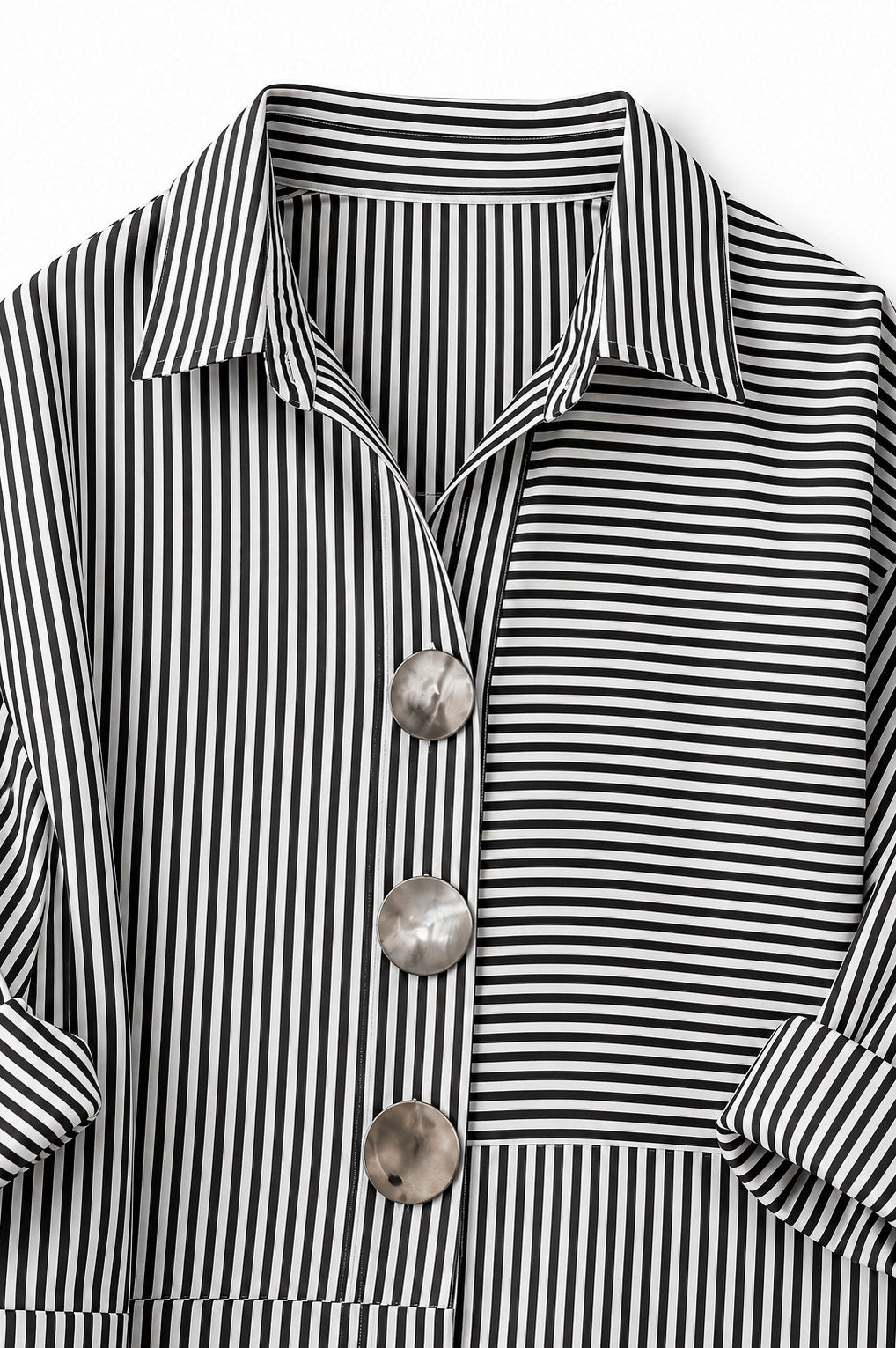 Long Sleeve Mixed Stripe Statement Button Shirt