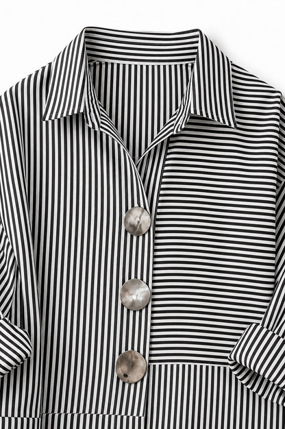 Long Sleeve Mixed Stripe Statement Button Shirt
