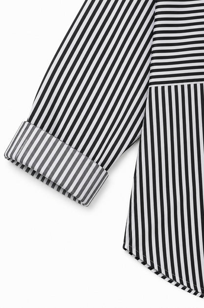 Long Sleeve Mixed Stripe Statement Button Shirt