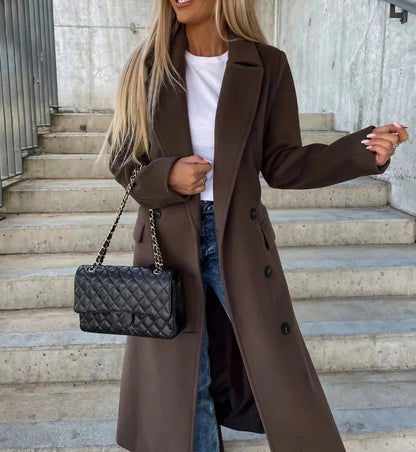 Notched Lapel Double Breasted Overcoat