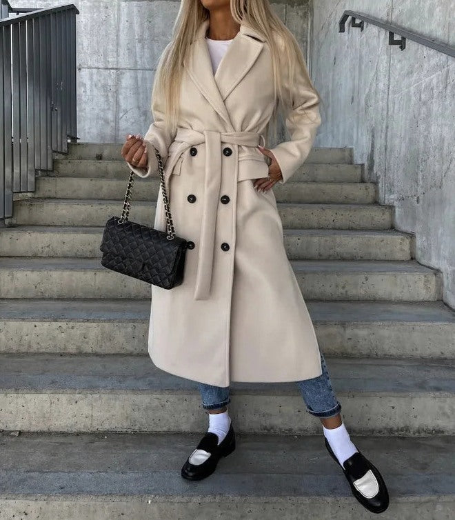 Notched Lapel Double Breasted Overcoat
