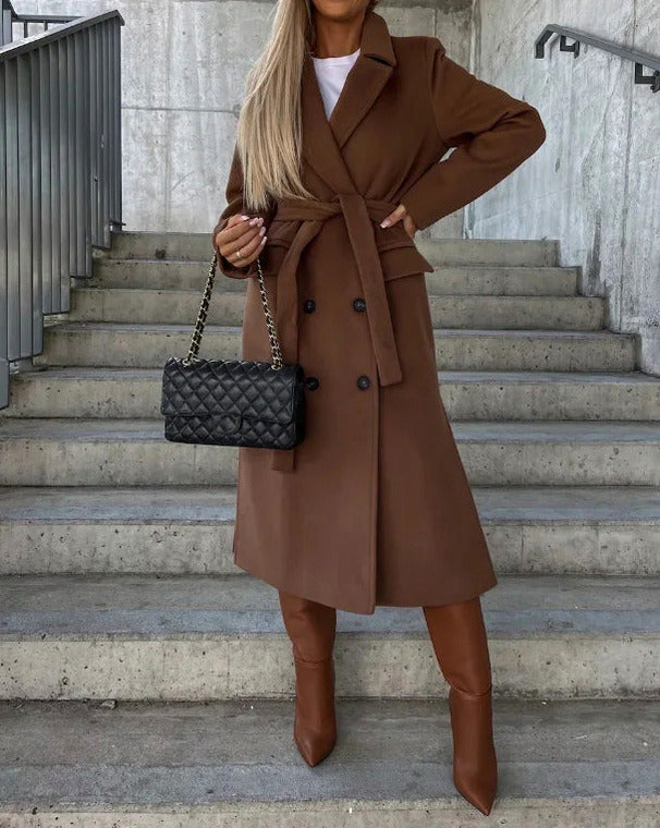 Notched Lapel Double Breasted Overcoat