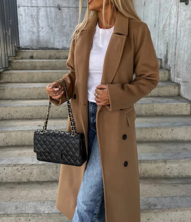 Notched Lapel Double Breasted Overcoat