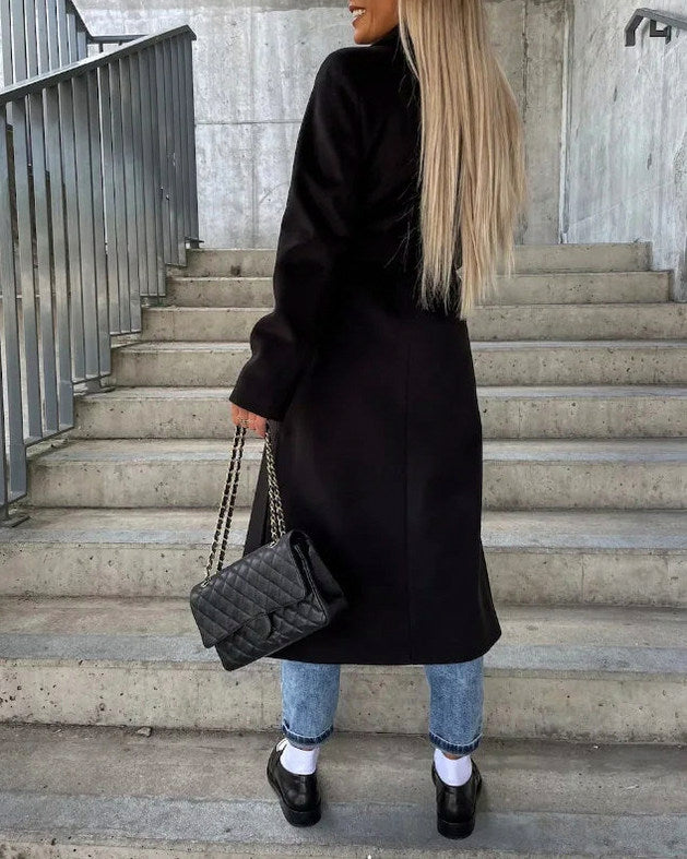 Notched Lapel Double Breasted Overcoat