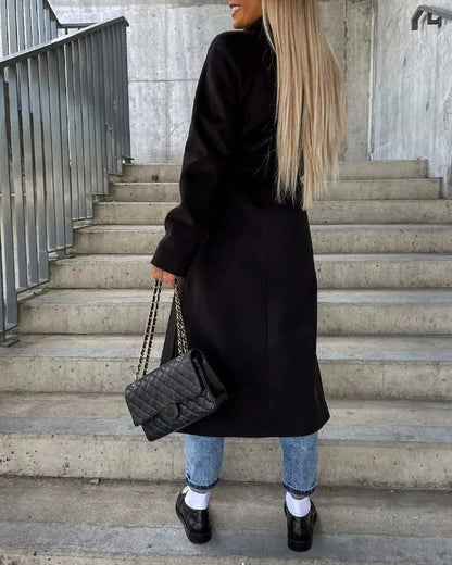 Notched Lapel Double Breasted Overcoat