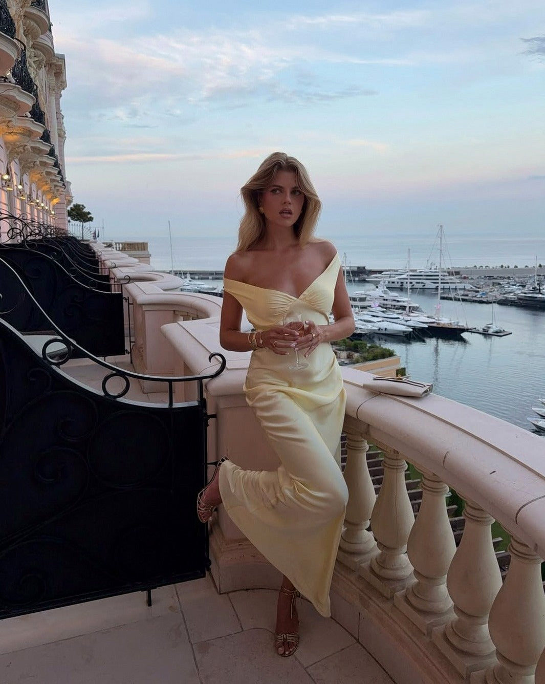 Off Shoulder Satin Maxi Dress