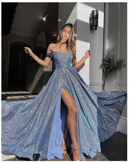 Off Shoulder Sequin Maxi Dress
