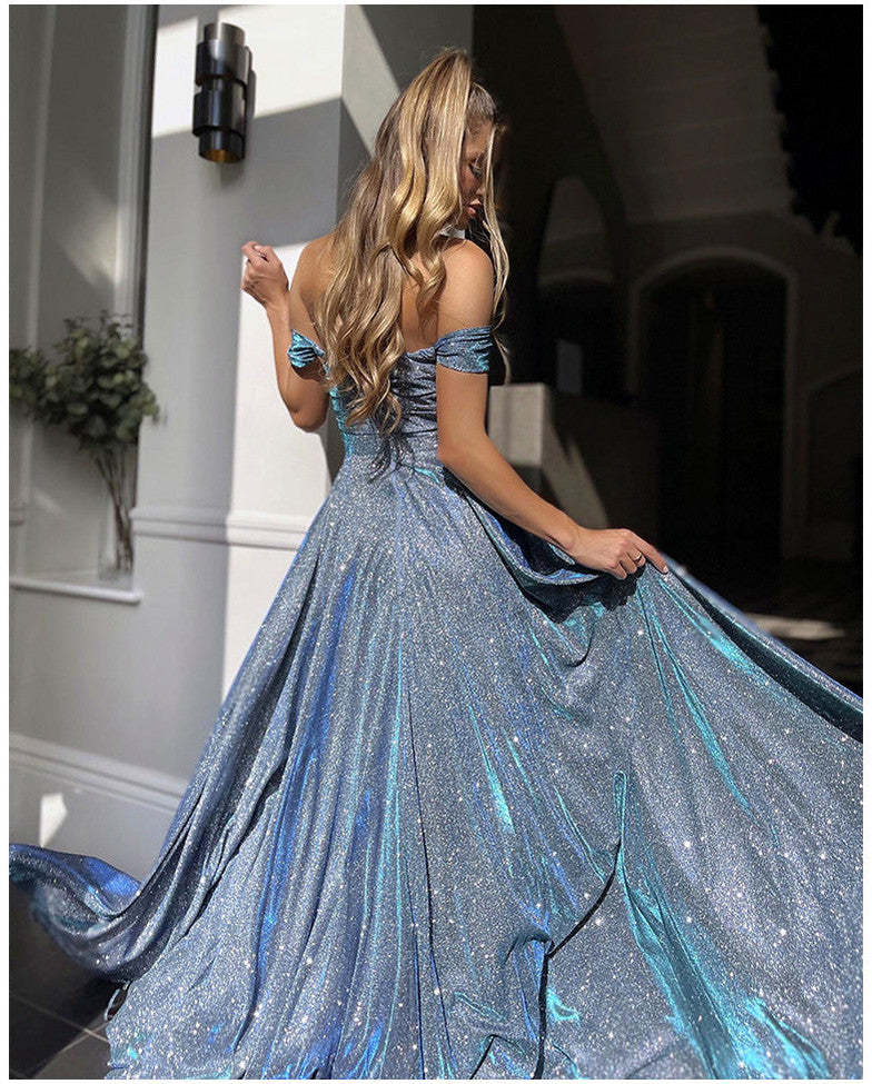 Off Shoulder Sequin Maxi Dress