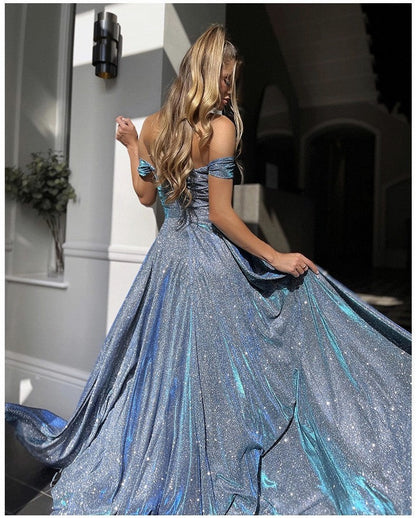 Off Shoulder Sequin Maxi Dress