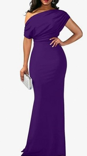 One Shoulder Draped Maxi Dress