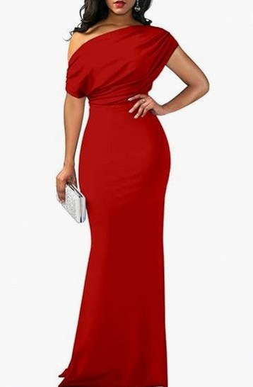 One Shoulder Draped Maxi Dress