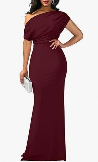 One Shoulder Draped Maxi Dress