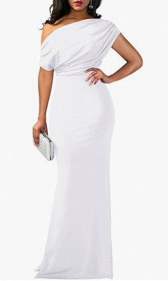 One Shoulder Draped Maxi Dress