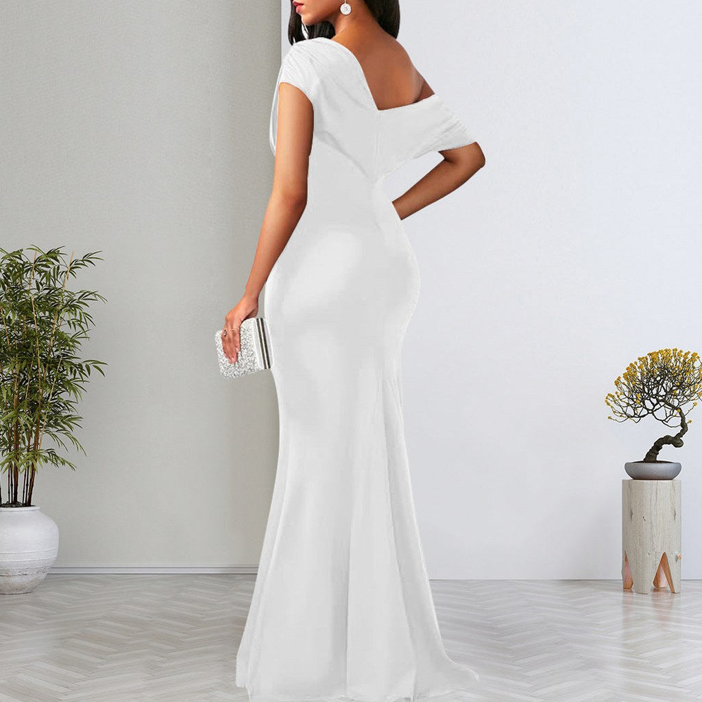 One Shoulder Draped Maxi Dress