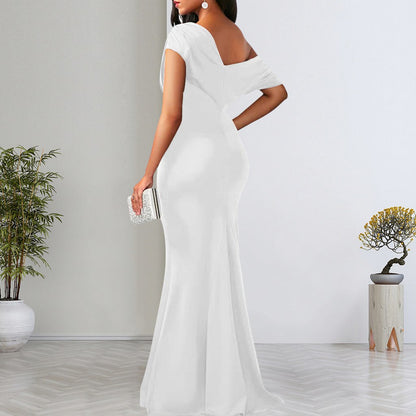 One Shoulder Draped Maxi Dress