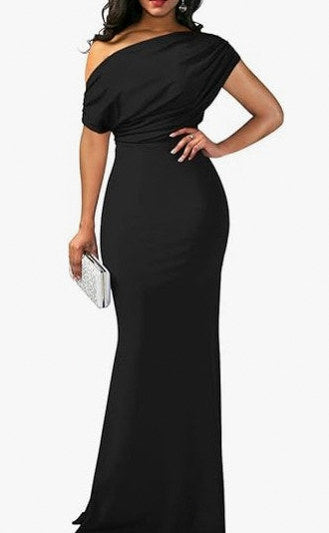 One Shoulder Draped Maxi Dress