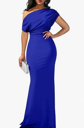 One Shoulder Draped Maxi Dress