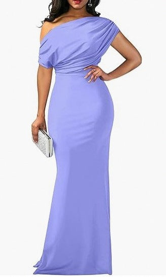 One Shoulder Draped Maxi Dress