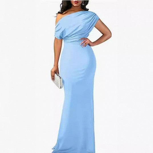 One Shoulder Draped Maxi Dress