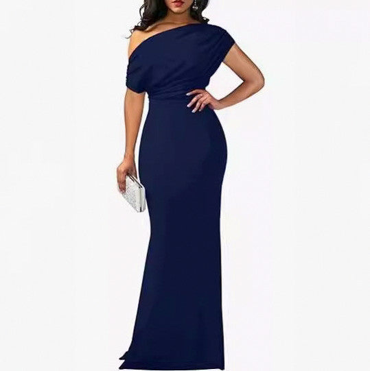 One Shoulder Draped Maxi Dress