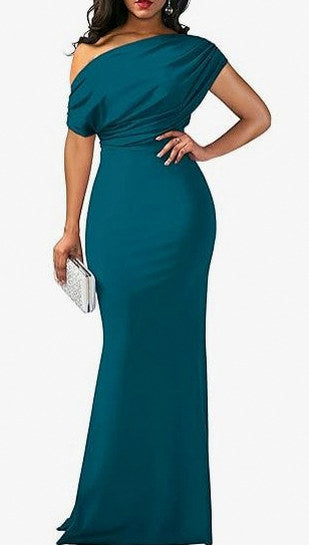 One Shoulder Draped Maxi Dress