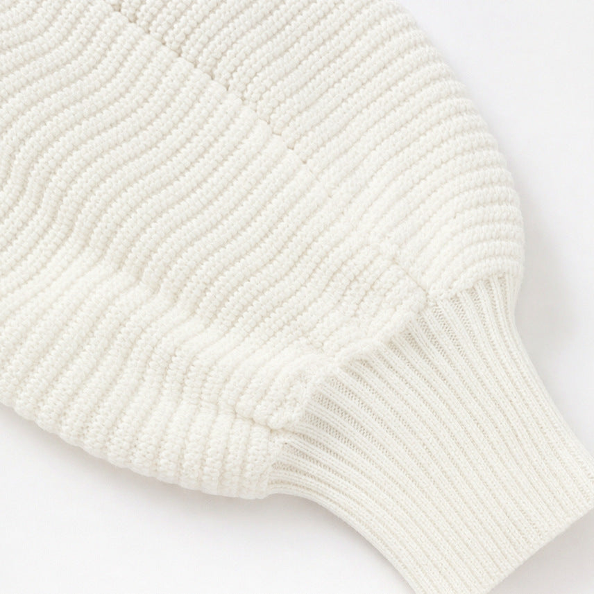Pointelle Wave Batwing Sweater