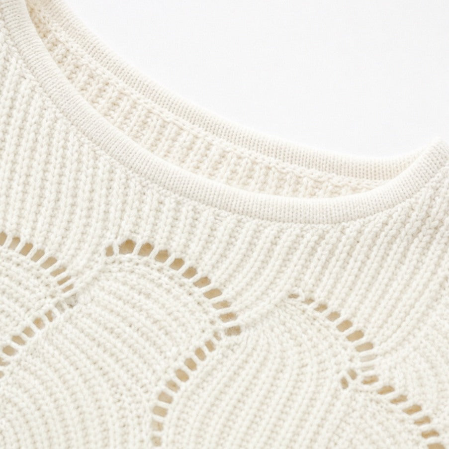 Pointelle Wave Batwing Sweater