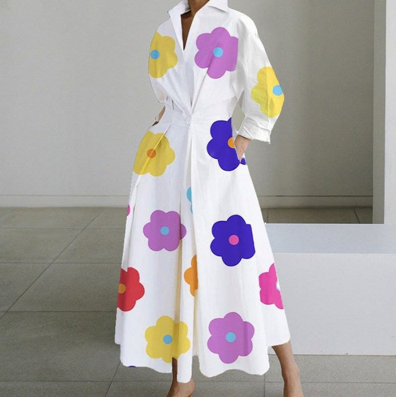 Poplin Long Sleeve Shirt Dress