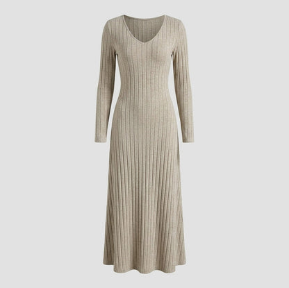 Ribbed Knit Long Sleeve Maxi Dress