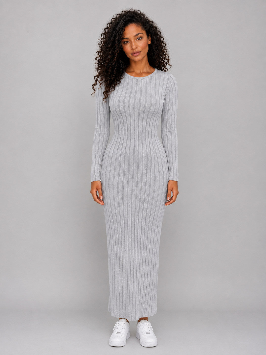 Ribbed Long Sleeve Maxi Dress